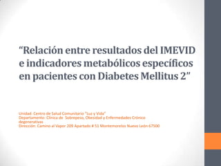 Relación Entre Resultados del IMEVID e Indicadores | PPTX