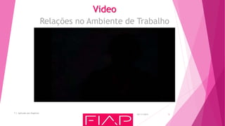 05/11/2015
T.I. Aplicada aos Negócios
5
Video
Relações no Ambiente de Trabalho
https://youtu.be/2Yx-LVbqx3c
 