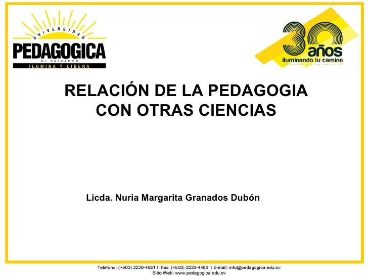 Relacion de la pedagogia con otras ciencias