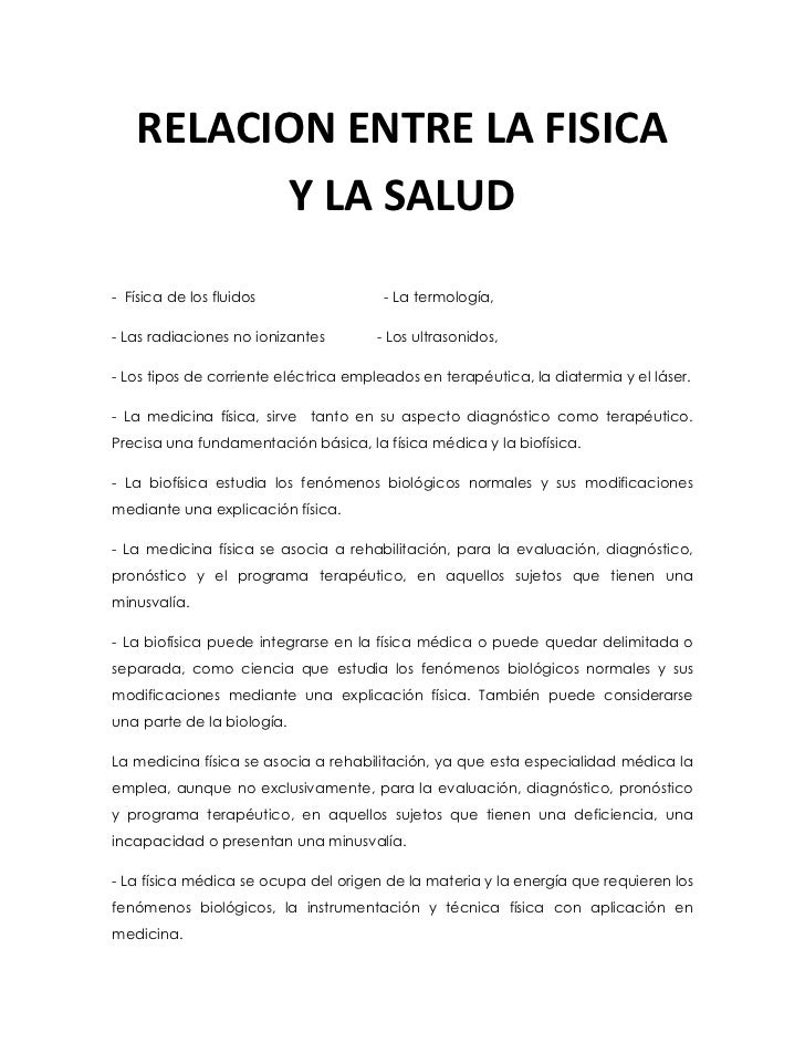 Relacion entre fisica y salud