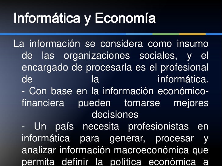 Relacion entre informatica y economia