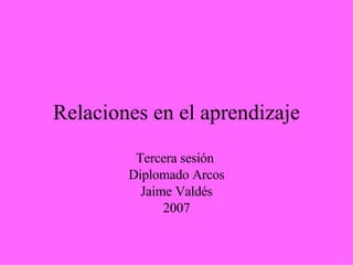 Relaciones en el aprendizaje Tercera sesión  Diplomado Arcos Jaime Valdés 2007 