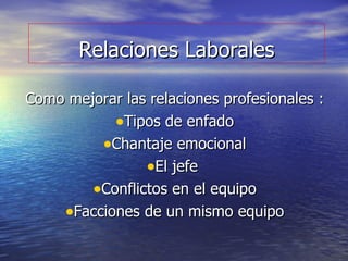 Relaciones Laborales ,[object Object],[object Object],[object Object],[object Object],[object Object],[object Object]