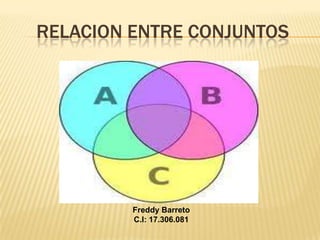 RELACION ENTRE CONJUNTOS




         Freddy Barreto
         C.I: 17.306.081
 