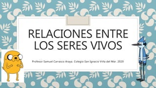 RELACIONES ENTRE
LOS SERES VIVOS
Profesor Samuel Carrasco Araya. Colegio San Ignacio Viña del Mar. 2020
 