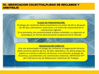 III.- NEGOCIACION COLECTIVA,PLIEGO DE RECLAMOS Y
ARBITRAJE
 