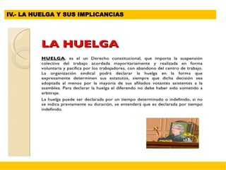 IV.- LA HUELGA Y SUS IMPLICANCIAS
 
