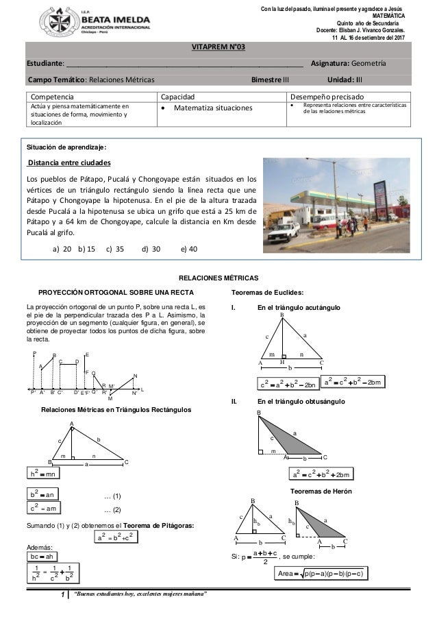 Relaciones Metricas De Triangulos Y Circunferencias Unprg