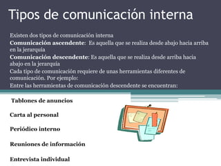 Medios de comunicación interna y externa de una empresa/organización