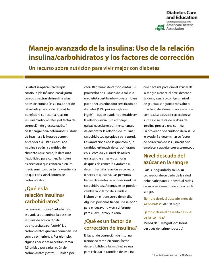 Relacion insulina carbohidratos Relacion insulina carbohidratos
