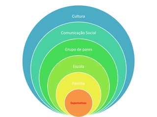 Cultura
Comunicação Social
Grupo de pares
Escola
Família
Expectativas
 