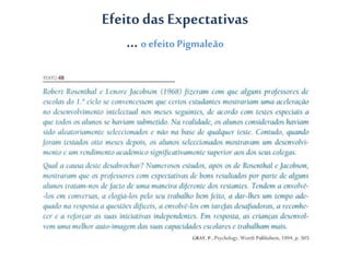 Efeito das Expectativas
… o efeito Pigmaleão
 