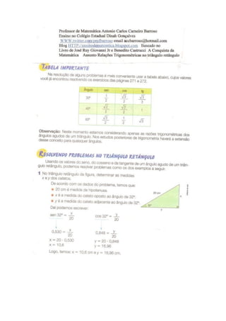Relações trigonométricas no triângulo retângulo