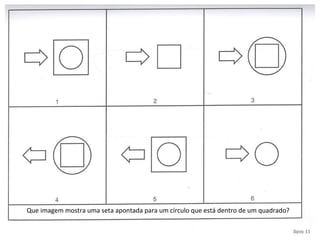 Que imagem mostra uma seta apontada para um círculo que está dentro de um quadrado?  