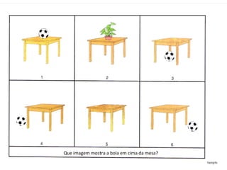 Que imagem mostra a bola em cima da mesa? 