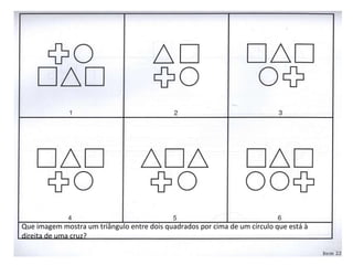 Que imagem mostra um triângulo entre dois quadrados por cima de um círculo que está à direita de uma cruz? 