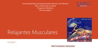 Relajantes Musculares
Unidad I
Universidad Nacional Experimental Francisco De Miranda
Área: Ciencias De La Salud
Programa: Medicina
Farmacología II
 