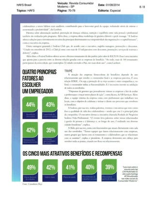 HAYS Brasil Veículo: Revista Consumidor 
Moderno - SP Data: 01/08/2014 
Tópico: HAYS Página: 70-78 Editoria: Especial 
8 / 8 
