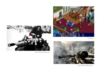 Call of Duty. Black ops.
Call of Duty. Black ops.
The Sims.
 