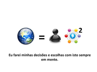 E  =  mc 2 E  =   mc 2 Eu farei minhas decisões e escolhas com isto sempre em mente. 