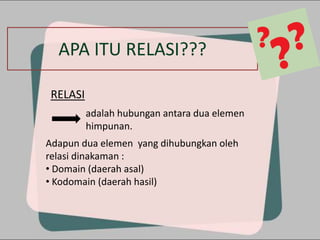 Relasi Include Belajar Relasi dan fungsi | PPTX