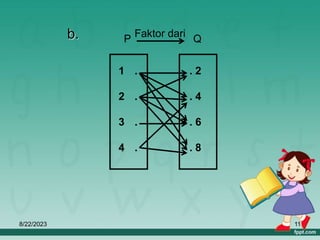 8/22/2023 11
b.
. 2
. 4
. 6
. 8
1 .
2 .
3 .
4 .
Q
P
Faktor dari
 
