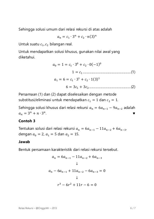 Contoh Soal Dan Pembahasan Relasi Rekursif Dengan Fungsi