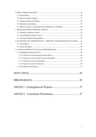 relatório de autoavaliação de escola - 2008