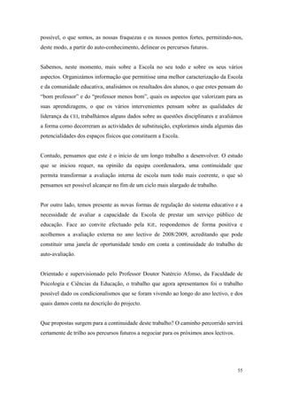 relatório de autoavaliação de escola - 2008