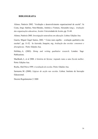 relatório de autoavaliação de escola - 2008