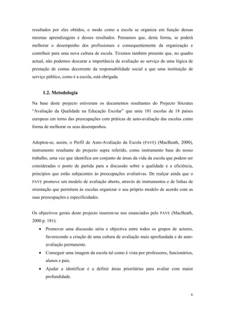 relatório de autoavaliação de escola - 2008