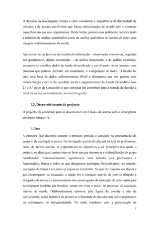 relatório de autoavaliação de escola - 2008