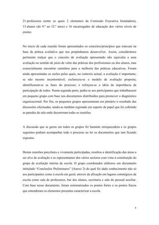 relatório de autoavaliação de escola - 2008