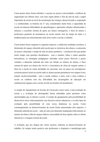 relatório de autoavaliação de escola - 2008