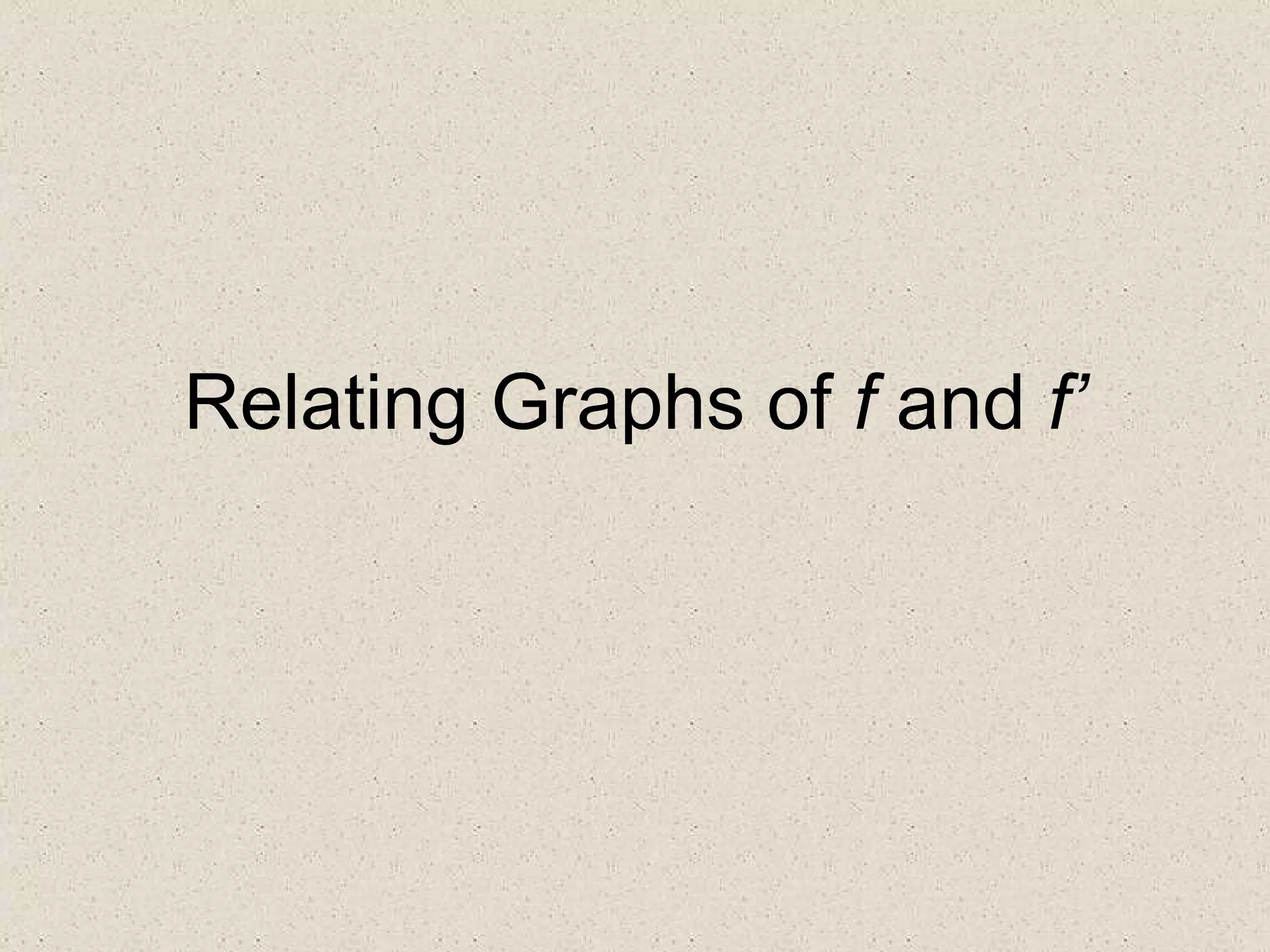 Relating Graphs of  f  and  f’ 