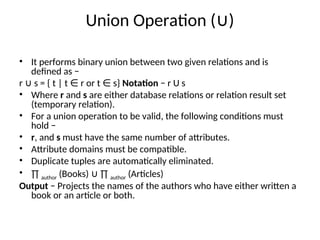 RELATIONAL ALGEBRA in the Database Management Systems | PPT