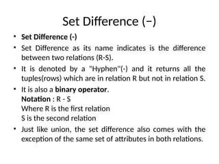 Relational Algebra in DBMS power ppoint pesenetation | PPTX