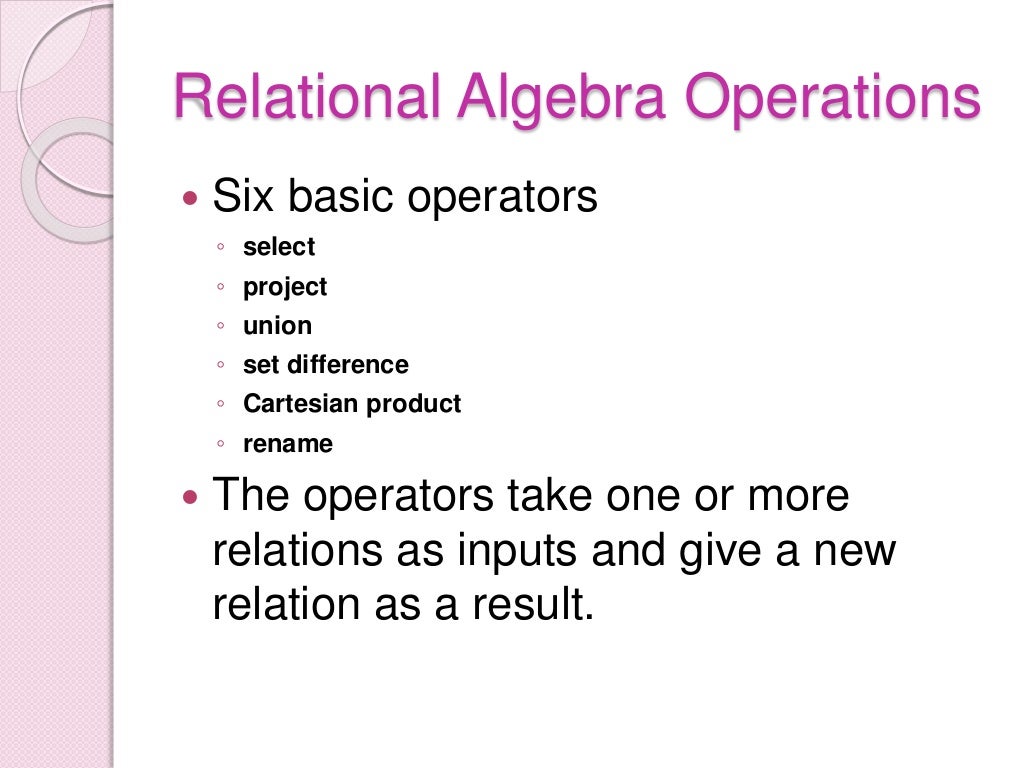 Relational algebra operations