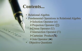Relational algebra ppt | PPTX