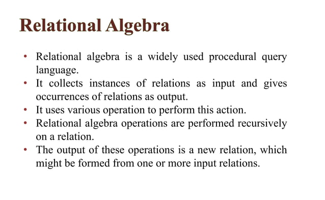 Relational algebra ppt | PPTX