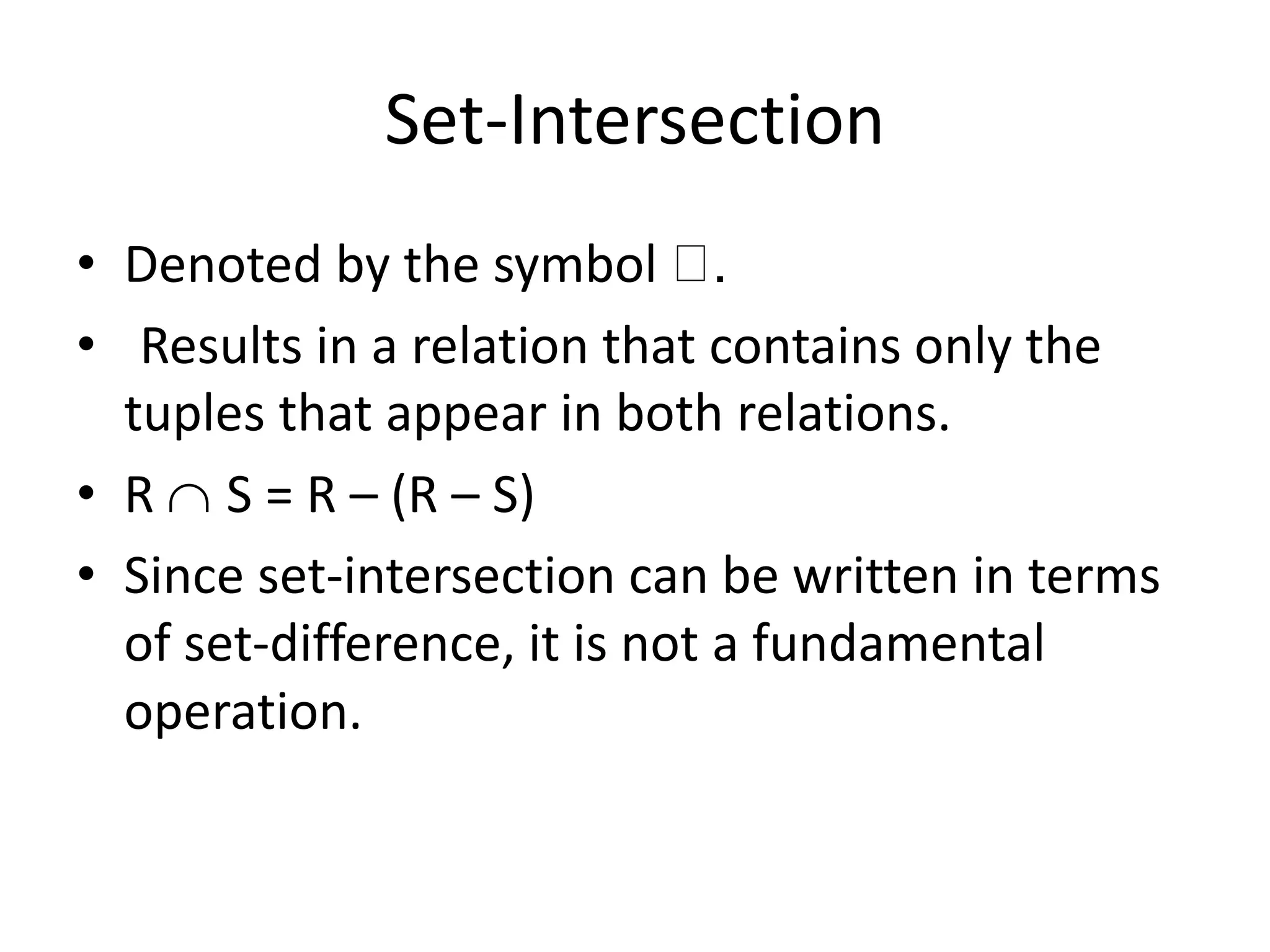 relational algebra and it's implementation | PPT