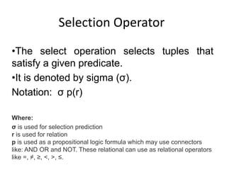 relational algebra and it's implementation | PPT