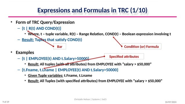 Relational Calculus in Database Management System | PPTX