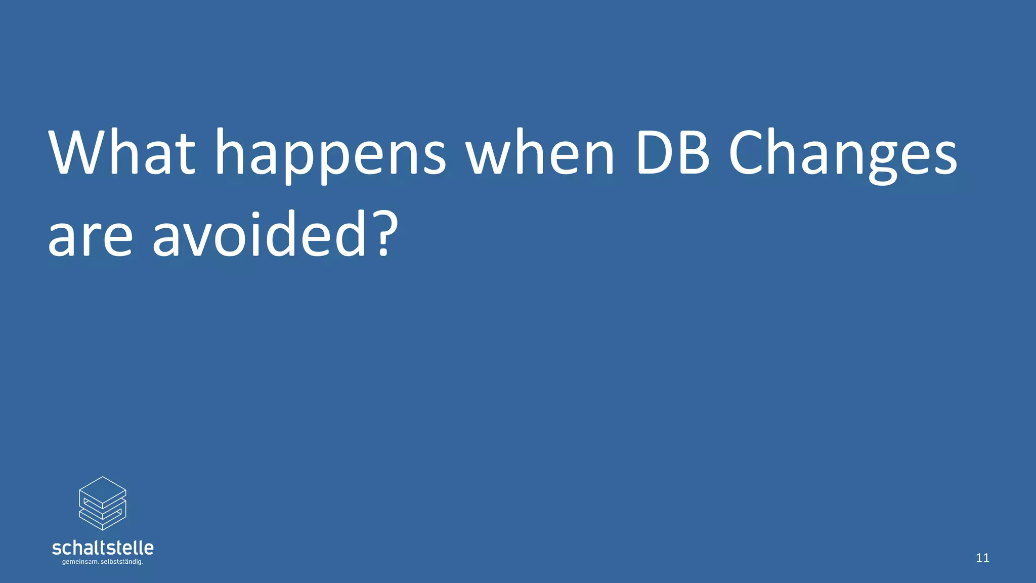 What happens when DB Changes
are avoided?
11
 