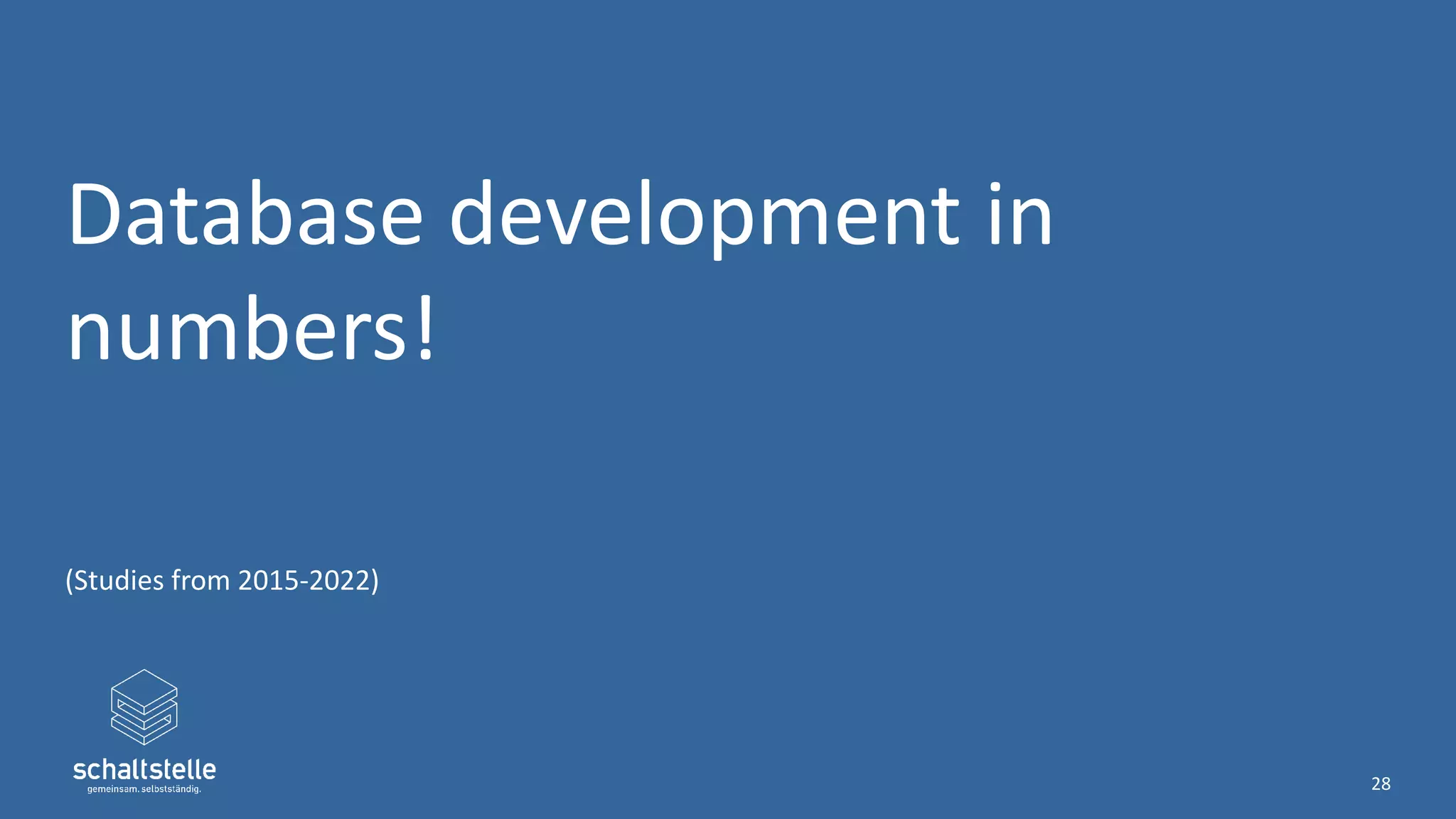 Database development in
numbers!
(Studies from 2015-2022)
28
 