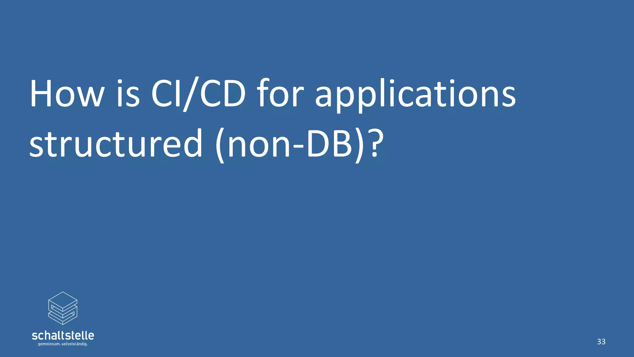 How is CI/CD for applications
structured (non-DB)?
33
 