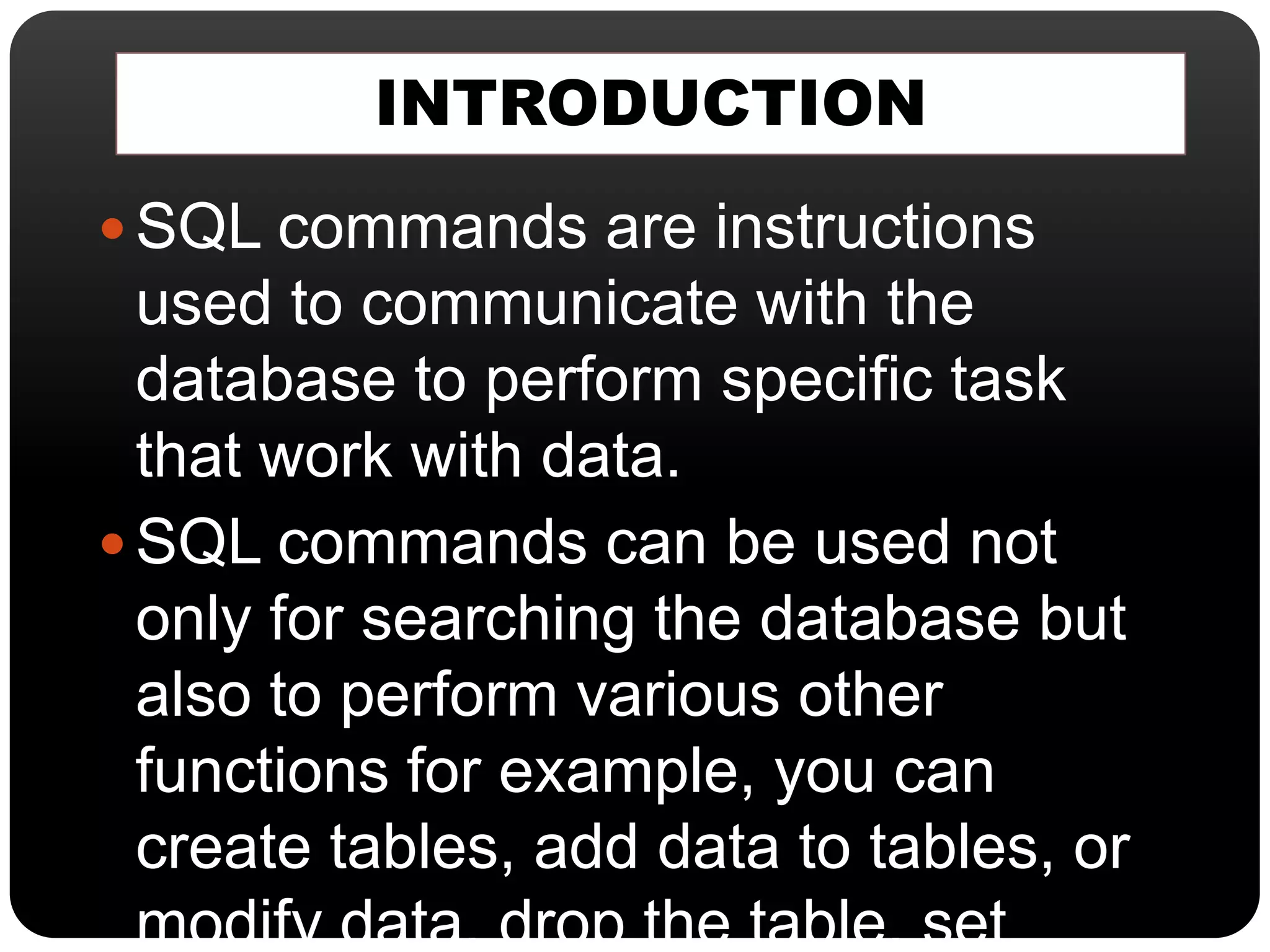 Commands of DML in SQL | PPT