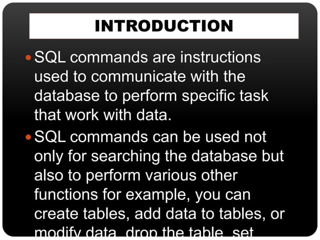 Commands of DML in SQL | PPT