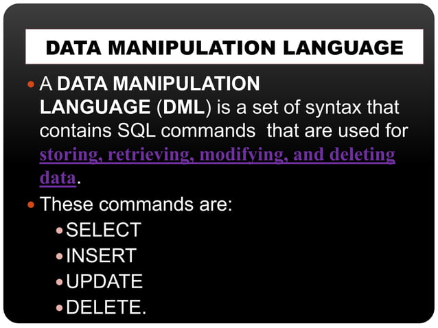 Commands of DML in SQL | PPT