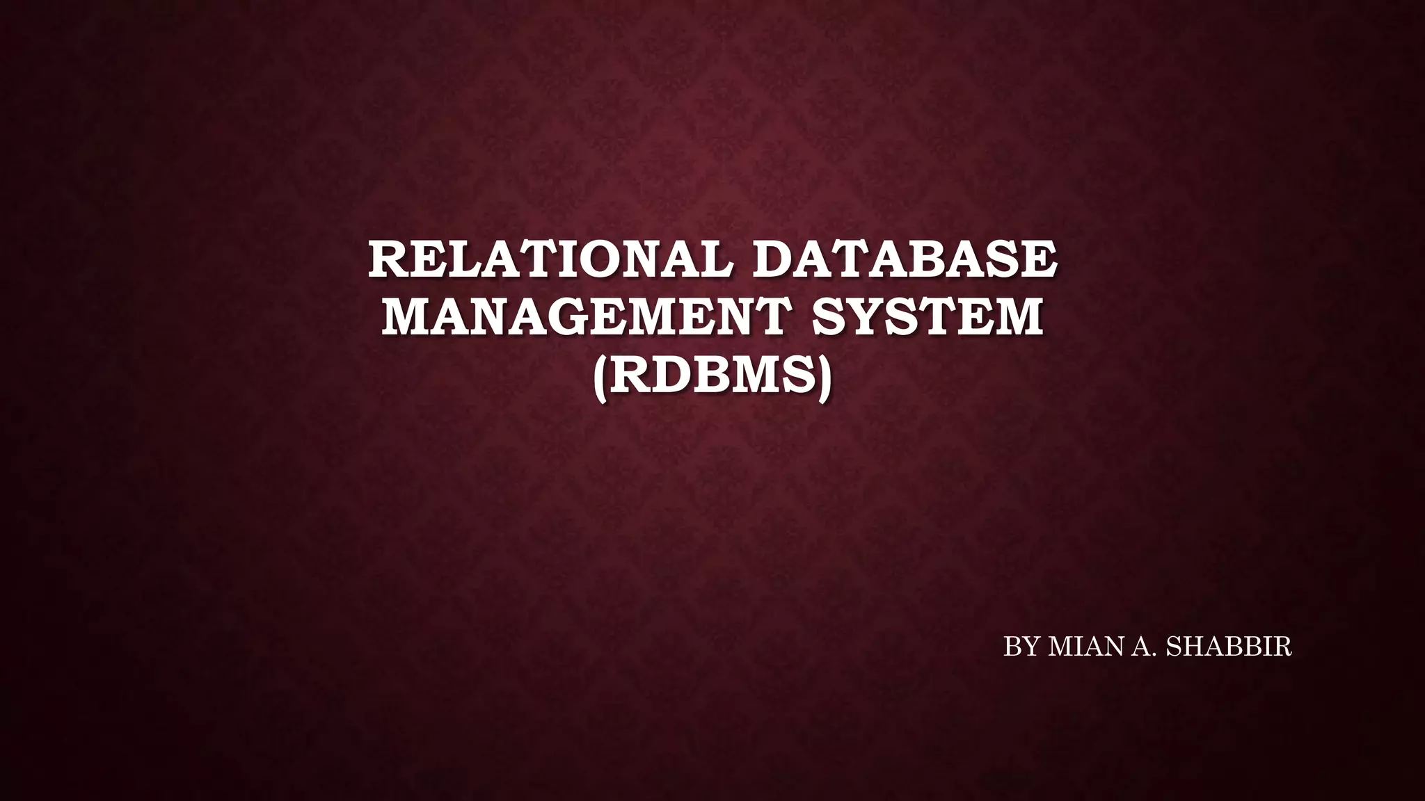 Relational Database Management System | PPTX